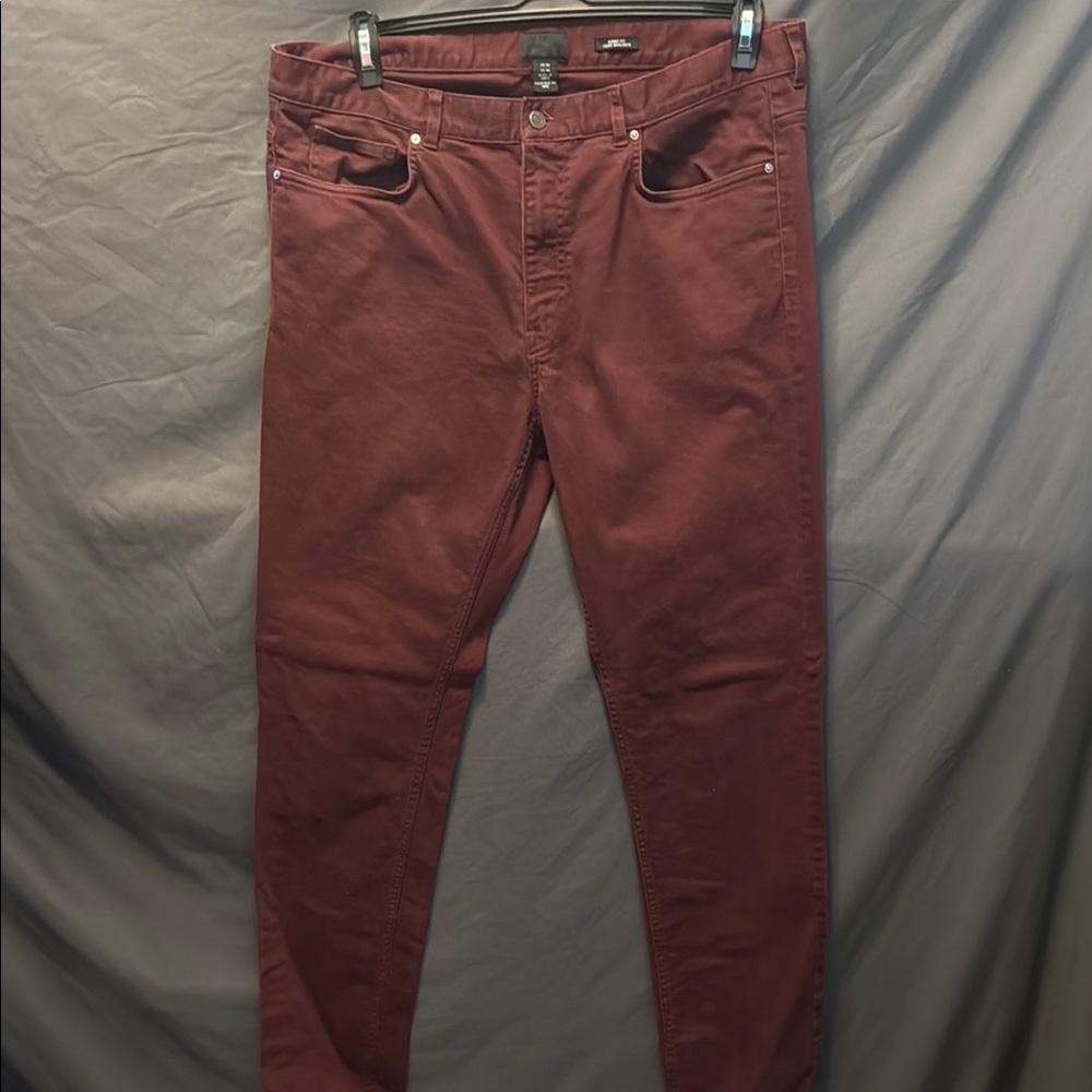 Men's Burgundy Slim Fit Jeans